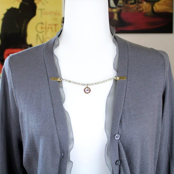 Vintage New York Souvenir Sweater Guard Rhinestone Clip 1960s Grand Island J30 - Picture 2 of 9